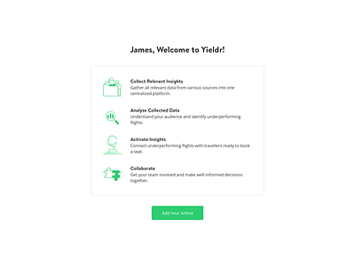 Welcome to Yieldr airlines icons onboarding welcome yieldr