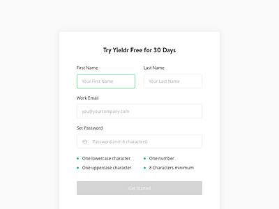 Yieldr Sign Up airlines form modal onboarding sign up yieldr