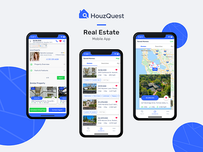 HouzQuest - Real Estate Mobile App like Zillow & Realtor.com adobe xd app app design branding creative design design interactive design minimal real estate uiuxdesign