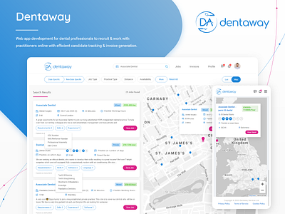 Dentaway - Dental App for Dentists adobe xd app design branding creative design healthcareapp onlinehealthcaresolution onlinerecruitmentsoftware