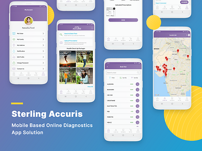 Sterling Accuris - Mobile Based Online Diagnostics App Solution adobe xd app app design appdevelopmentcompany creative design diagnosticsapp healthapp healthsoftwaresolution healthsolutions onlinehealthcare