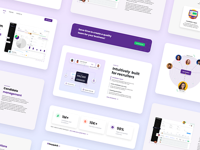 Hireoquick - Online Recruitment Landing Page adobe xd brand identity branding components graphic design hire hiring job boards landing page logo placement placement saas recruitment saas uiuxdesign web components web design website