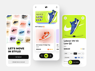 Sneaker Shoes App Design adidas app design cart checkout detail page ecommerce nike onboarding online store product page shoes shopping shopping cart sneaker ui uiux uiuxdesign user experience user interface ux