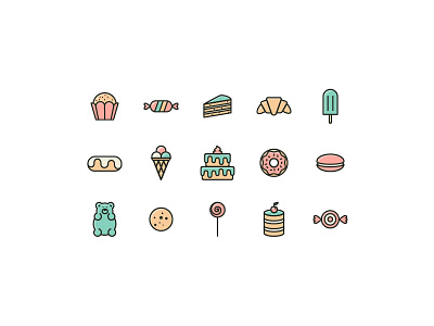 Sweets Pack cake candy cookie donut free freebie gummy bear ice cream icons lollipop macaroon sweets