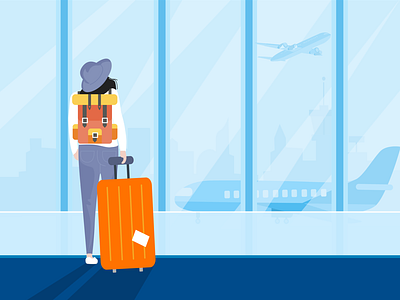 The girl in the airport illustration airport design girl illustration tiket tiketcom travel traveler ui ux