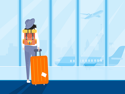 The girl in the airport illustration