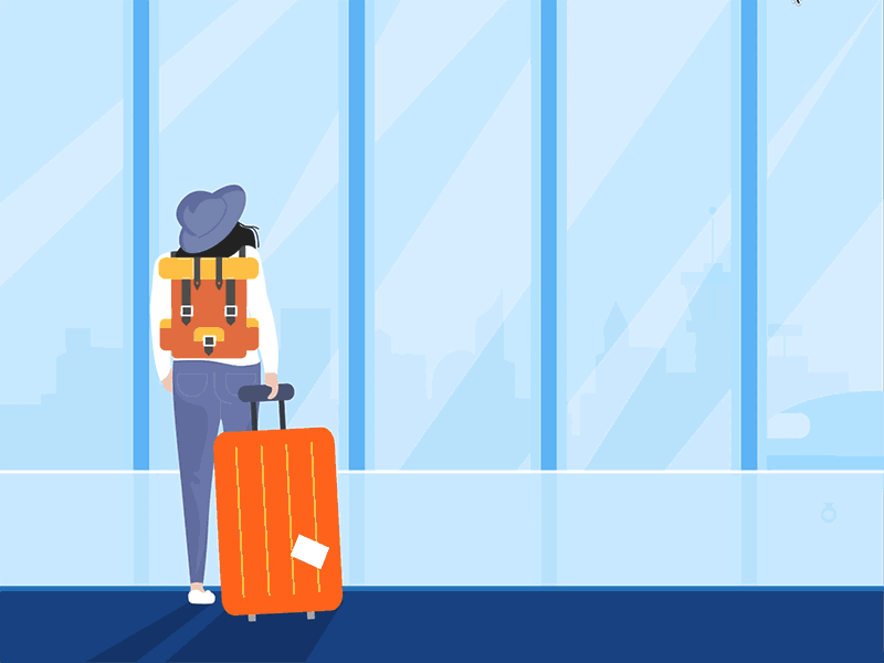 The girl in the airport illustration airport design girl illustration tiket tiketcom travel traveler ui ux