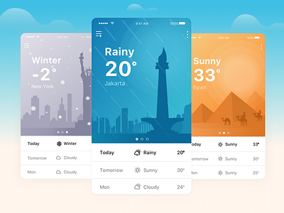 Weather apps design egypt illustration ios jakarta new york sketch ui userinterface ux weather