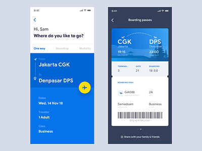 Flight Exploration (Home page + Boarding Pass) boardingpass design flight flight app garuda sketch tiketcom travel ui userinterface
