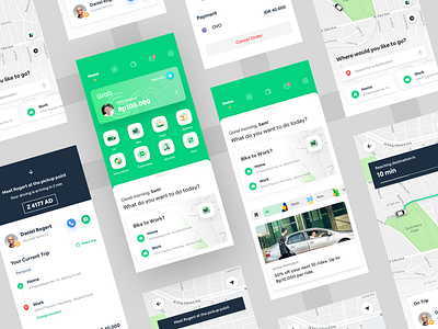 Grab App Exploration #1 android app car card clean grab home homescreen illustration ios map mobile product design redesign ride simple transport ui ux