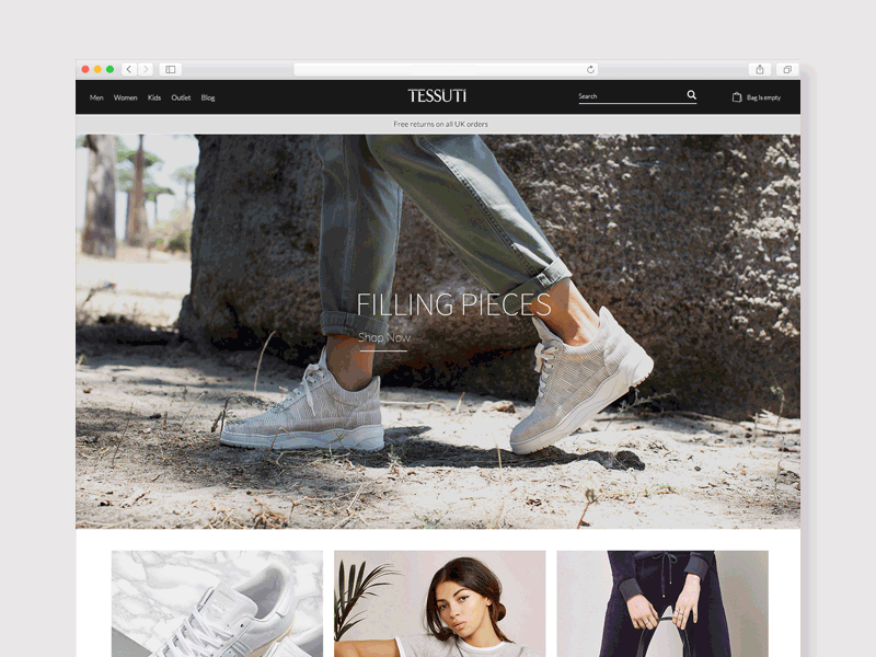 Ecommerce fashion homepage