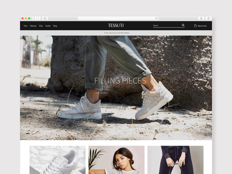 Ecommerce fashion homepage ecommerce fashion gif landing page minimal product page ui visual design