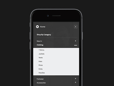 Mobile App Menu app ecommerce menu minimal mobile sub menu ui ux visual design