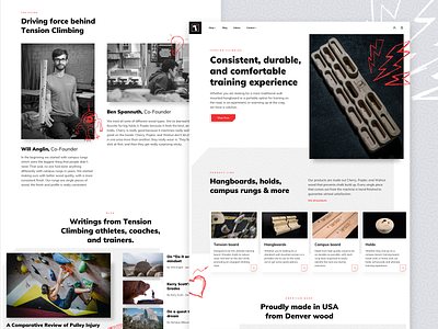 Tension Climbing - Homepage bouldering branding climbing homepage illustraion landing page minimal product typopgraphy ui design ux design web webdesign website wood