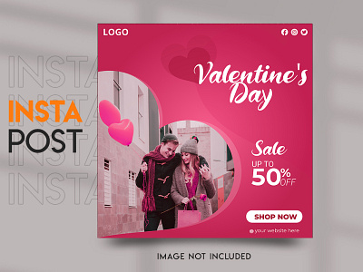 Valentine's Day Social Media Post Design by Graphic Wing ads design graphic design instagram marketing post design romantic post design social media post social media post design valentines day