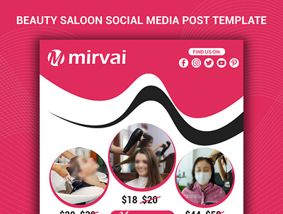 Beauty Saloon Social Media Post Design ads design banner banner designer beauty saloon fiverr graphic designer instagram post design makeup marketing post social media post design