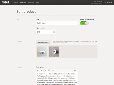 Edit Product View