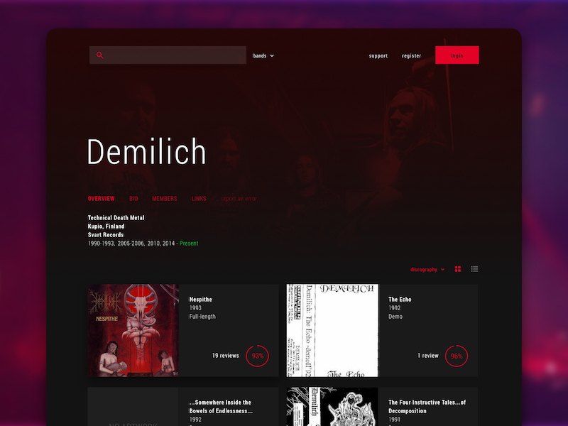 Encyclopaedia Metallum - Band Profile Redesign Concept by Amit Chanda on  Dribbble