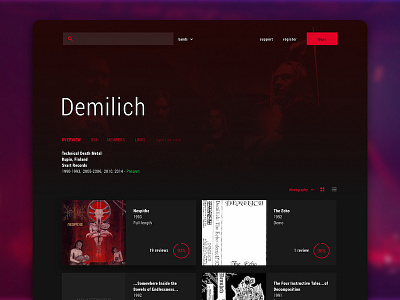 Encyclopaedia Metallum - Band Profile Redesign Concept concept heavy metal music redesign ui ux