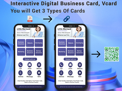 interactive digital business card, vcard or mini website animation branding business cards clickable card digital digital card free physical card design graphic design interactive logo ui vcard