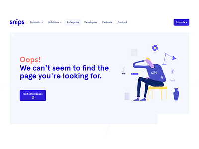 Snips 404 page 404 page branding design error page illustration notfound ui ux web