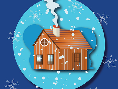 happy holidays with winter season art design graphic design holidays house illustration love the winter snow vector warmth winter