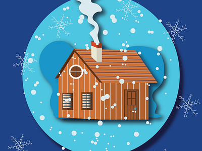 happy holidays with winter season art design graphic design holidays house illustration love the winter snow vector warmth winter