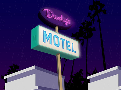 Dusty's Motel gradient illustration lilac miami miami beach miami vice moody motel motel sign neon neon colors neon lights neon sign purple road