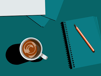 Table top 2d animation coffee desktop illustration kit moody night ripple shadow tea wfh