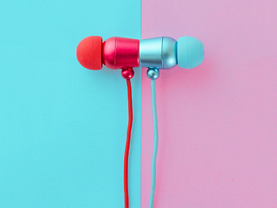 Head blue contrast digital flat lay headphones pastel photography pink product product photography
