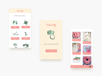 Tutorially app cream diy girly illustrations in apps peach tutorials ui