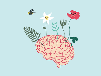 Brain brain illustration knowledge learning at work nature pastel plants