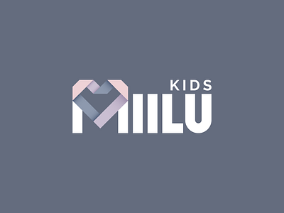 L O G O - MIILU kids adobe blue branding clothing design gradient graphic design gray heart illustrator kids logo minimalistic ombre pink vector