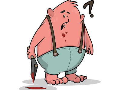 Cute Monster Failed adobe art ax blood character draw drawing goblin hatchet illustration ipad pro jean monster pink surprised vector wtf