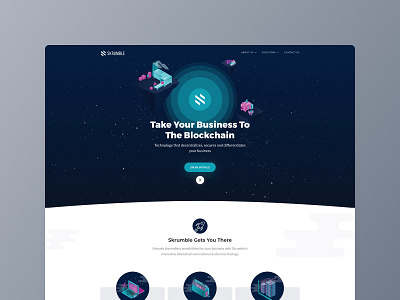 Skrumble Landing Page 01 blockchain illustration typography web webdesign