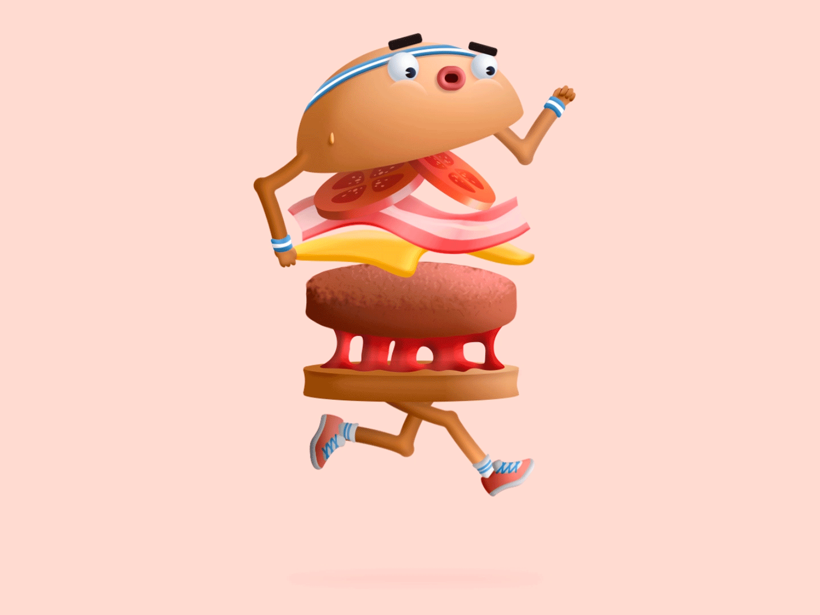 Kill The Fat aftereffects animation burger character character animation duik food hamburger illustration mcdonald palette rig run cycle running sport walk cycle walkcycle