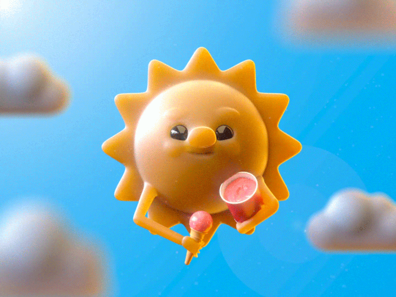 ☀️Sun Scream🍦 3d aftereffects animation character character animation cinema4d octane render sun yellow