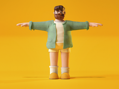 Character TPose Detailed 3d animation character character animation cinema4d palette render retro yellow