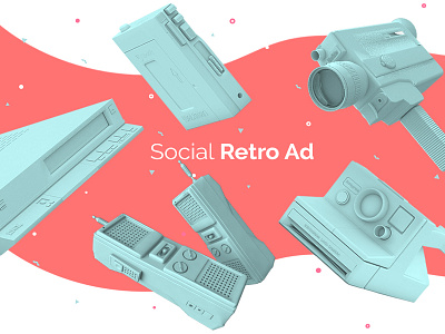 Social Retro Ad 3d 80s aftereffect cinema4d colors palette pantone print retro vhs vintage