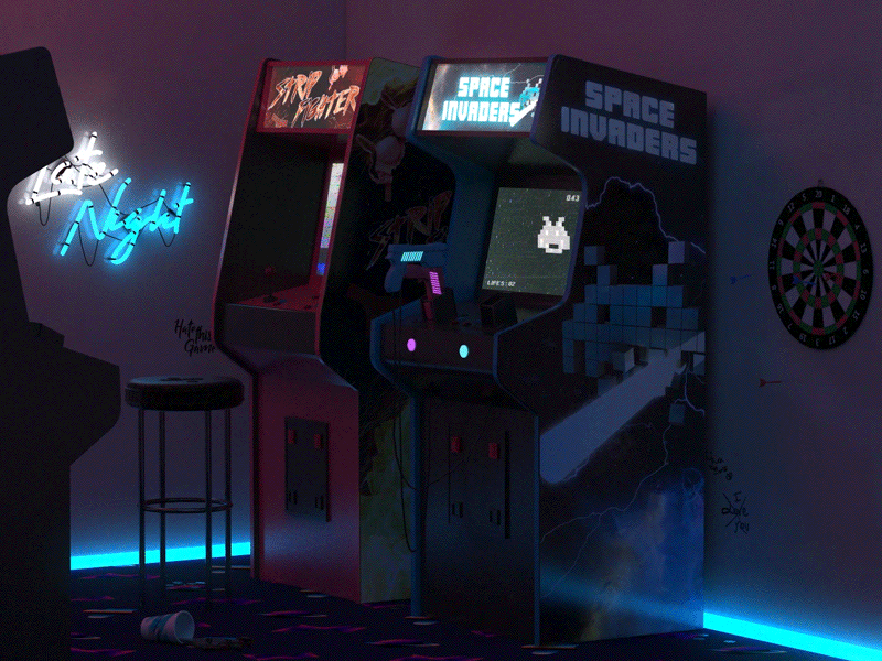 Score-Breaking 3d 80s aftereffects arcade cinema4d game neon render retro space vray