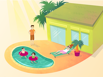 Pool Illustration character digital art energy family illustration motion graphics pool sacramento summer