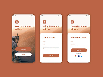 Daily UI 001 - Sign up page with nature topic app design daily ui dailyui graphic design mobile app mobile app design nature design sign up page ui ui design uiux design visual design