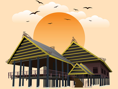 Saoraja, bugis traditional house vector illustration