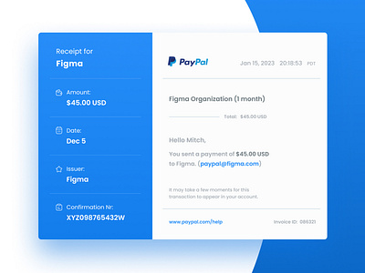Email Receipt - Daily UI 017 daily ui daily ui 017 design email receipt figma graphic design paypal ui ui design uiux uiux design user experience user interface ux design