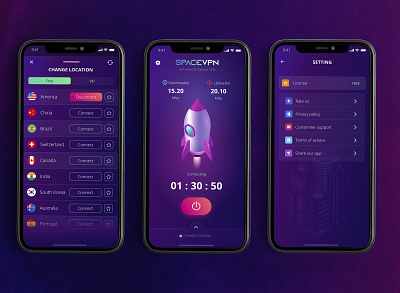 SPACE VPN - VPN app 2 app design graphic design ui ux