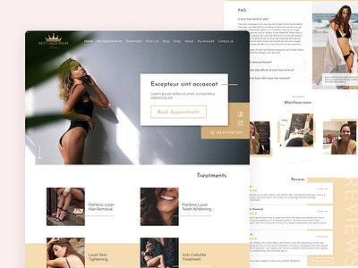 Beauty Laser Web Site appointment beauty business design faq flat landing page minimal reviews ui web