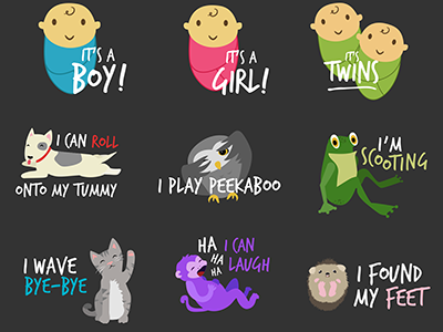 Baby Milestone Stickers app illustrations stickers vector