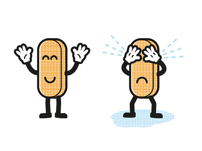 Wine gum or Whine gum animation character design dots halftone illustration