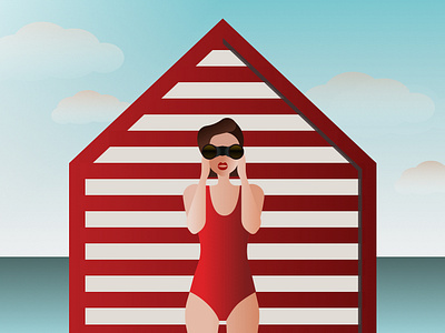 beach girl illustration vector