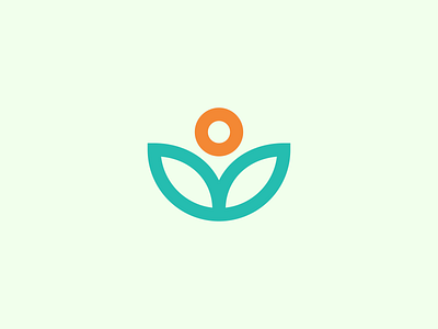 Plant + Sun Logo branding green health icon identity leaves line art logo logomark mark negative space orange plant sticker sun sunrise symbol vector yoga